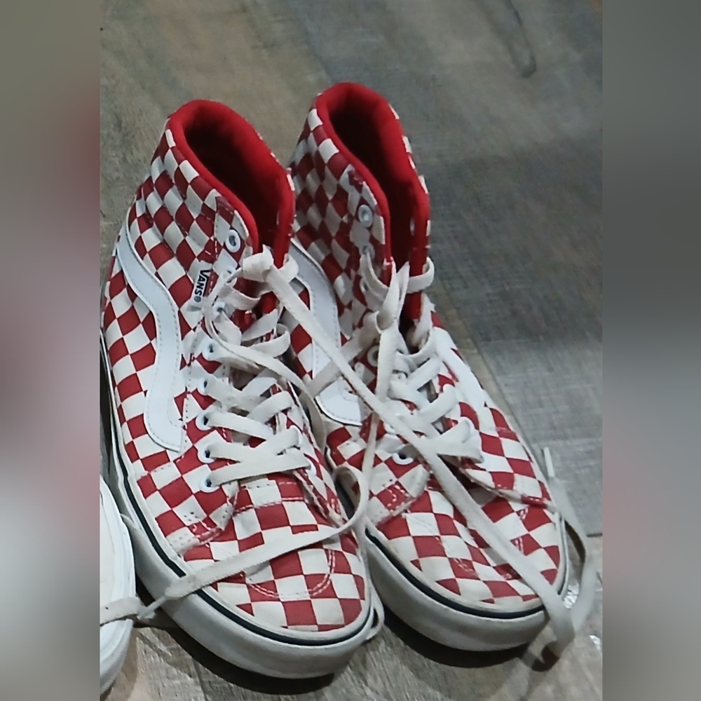 Size 7 red and white checker vans
